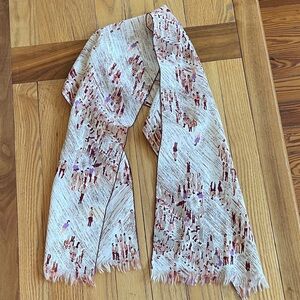 Vintage Symphony Scarfs Abstract Fringe Scarf Beige Brown Elegant Accessory